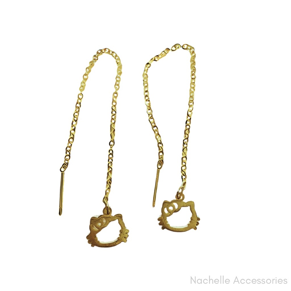 Long Stainless Steel Kitty Earrings